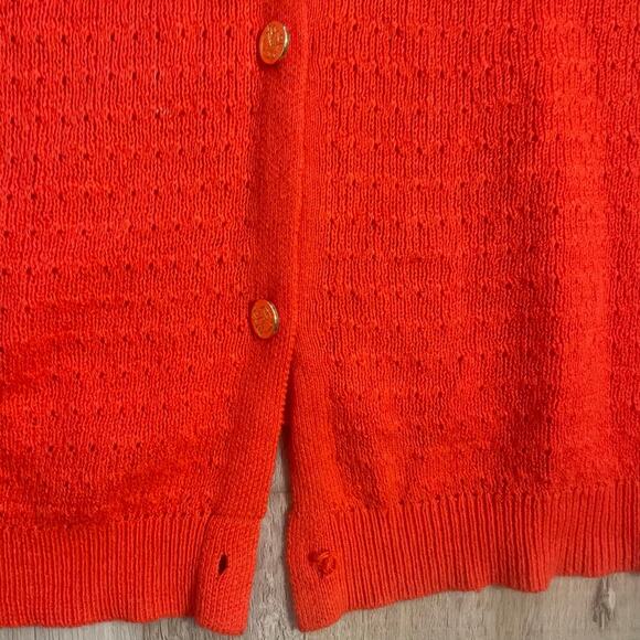DRAPER JAMES Coral Gold Buttons Stitch Cardigan 1X *missing last button* - Picture 9 of 14